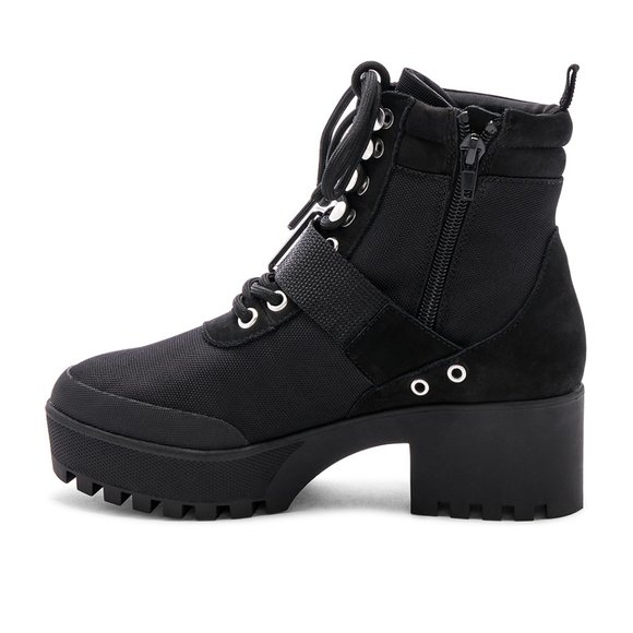 Steve Madden 7 Black Combat Boots Platform NEW - Picture 4 of 14